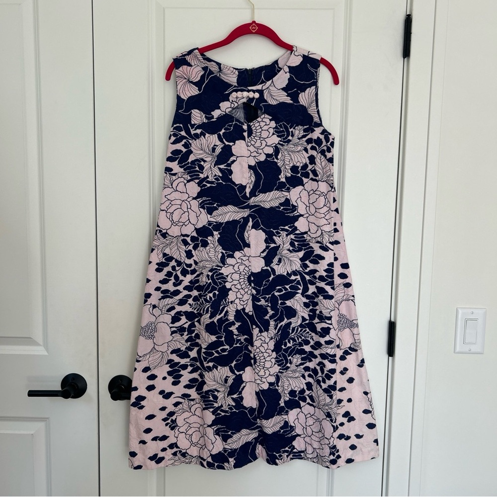 Vintage 1960s ANDRADE Honolulu tagged 14 A-line Textured Floral Aloha Dress 36"B